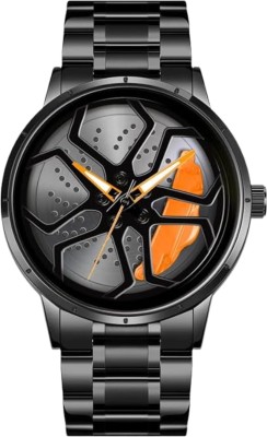 JollyBilly Tencel Watch Orange Wheels Rolling Creative Fashion Che Youhui League Fans Analog Watch  - For Men