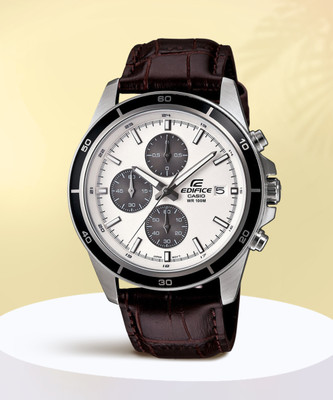 CASIO EFR-526L-7AVUDF Edifice EFR-526L-7AVUDF Silver Dial Brown Leather Band Analog Watch  - For Men
