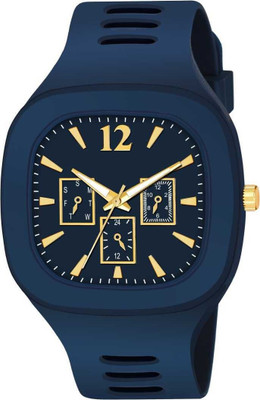Om Collection Square Black Dial Analog Silicone Strap Stylish Casual Analog Watch  - For Men & Women