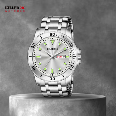 KILLER KILLER-9101-SILVER Working Day and Date Analog Watch  - For Men