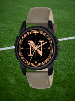 juniax ALPHA-N-J16-BLK-GRN-L Fancy Design Stylish ALPHABET N Dial Green Leather Strap Men Wrist Watch Analog Watch  - For Men