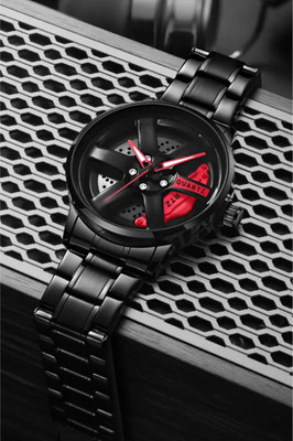 KHXR Spinning car wheel rotating gyro red watch Wheel Watch Analog Watch  - For Men
