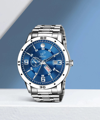 PIRASO D F95 SKY BLUE SILVER CHAIN ANALOG DAY AND DATE WORKING DISPLAY SKY BLUE DIAL&SILVER CHAIN WATCH FOR MEN Analog Watch  - For Men