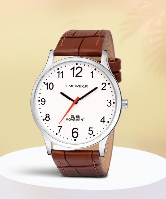 TIMEWEAR 233WDTG TIMEWEAR White Number Dial Brown Leather Strap Analog Watch  - For Men