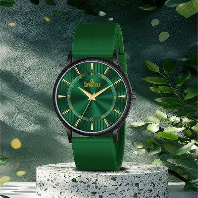 Swisstyle Green Dial Silicone Strap Elegance Look Analog Watch  - For Men