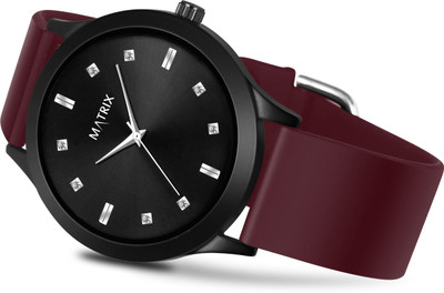 MATRIX Softest Silicone Strap Stone Studded Black Dial Analog Watch  - For Men & Women