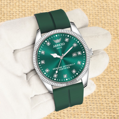 ABREXO Abx4410 GRN MGT SL ST RX Pilot Series Date Working Round Green Dial Quartz Mechanism Watch Analog Watch  - For Men