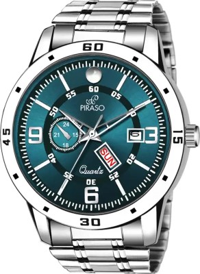 PIRASO D&D F95 BLUE SILVER CHAIN ANALOG DAY AND DATE WORKING DISPLAY BLUE DIAL&SILVER CHAIN WATCH FOR MEN & BOYS Analog Watch  - For Men