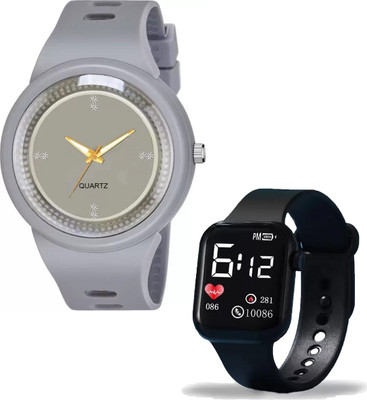 Good Friend Combo Of 2 Sport Round Dial Analog Watch & Silicon Strap Digital Watch Analog-Digital Watch  - For Boys