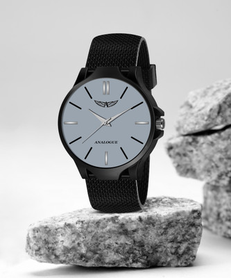 ANALOGUE Matte Grey Dial & Midnight Black Silicon Mesh Strap with Water Resistant & 1 Year Quartz Warranty Boys Series Analog Watch  - For Men