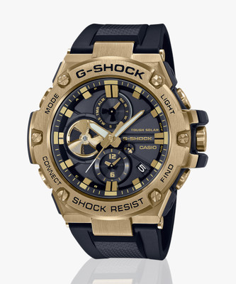 CASIO GST-B100GB-1A9DR G-Shock Gold Ip Black Dial Black Resin Strap Analog Watch  - For Men