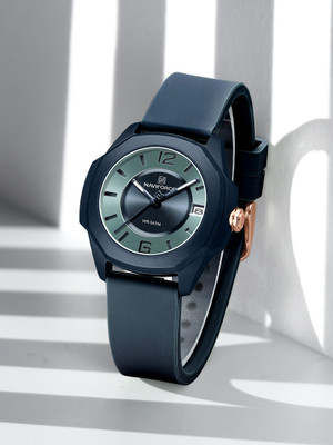 NAVIFORCE NF7107 Blue Super soft silicone strap sunburst pattern dial with luminous hand Analog Watch  - For Women