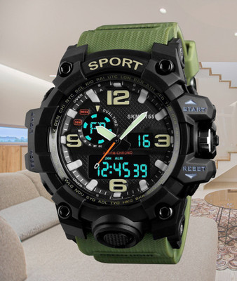 AWEX SKM 1155 Green Multifunction Sports Watch with Green Strap Analog-Digital Watch  - For Boys