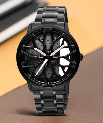 KHXR Spinning car wheel rotating gyro red watch Car wheel watch | Spinning watch | Roatating watch | Gyro watch | white watch Analog Watch  - For Men