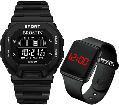 Zyla Brostin-2023 New Sport Stylish Digital Black Dial Multi-Function Chrono Slim Look Digital Watch  - For Men