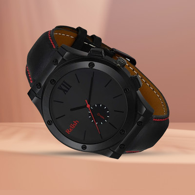 RELish Quartz Analog Watch Black Dial with PU Leather Strap Watch | Casual Wear Wrist watch Analog Watch  - For Men