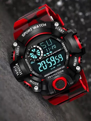 FADISO Multi-Functional Black Dial Red Silicone Strap Wrist Watch for Boys Digital Watch  - For Men