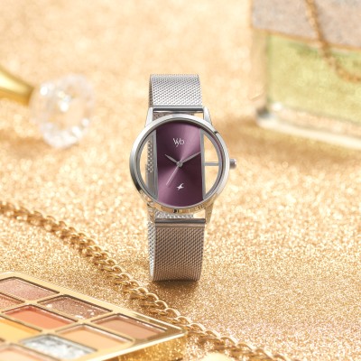 Fastrack Vyb Runway Purple Dial Silver Strap Analog Watch  - For Women