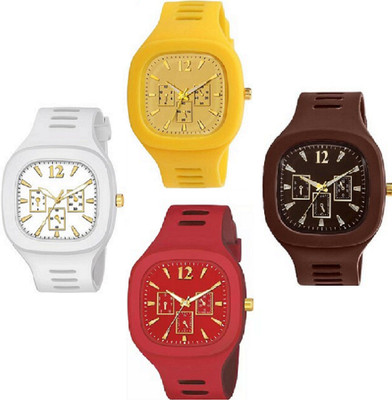 SKYZONE Square Dial Silicone Strap Gift Watch For Boys Skz-046 Analog Watch  - For Men
