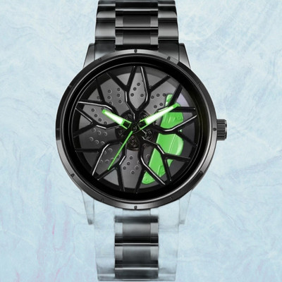 RealBuff Thar Thar wheel watch | Spinning watch | Rotating watch | Gyro watch | Green watch Analog Watch  - For Men