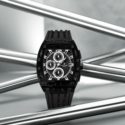 Alix AL7105 Black and White Accents Tonneau Chrono Analog Watch  - For Men