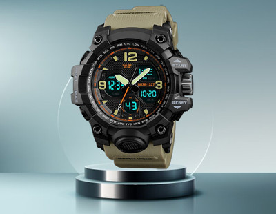 Felizer 1327 Dual Time 1327 Khaki New Arrival Designer Sporty Look Analog-Digital Watch  - For Men