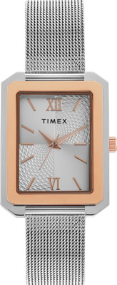 TIMEX TWEL233SMU03 Timex Silver Rectangle Dial Analog Watch  - For Women