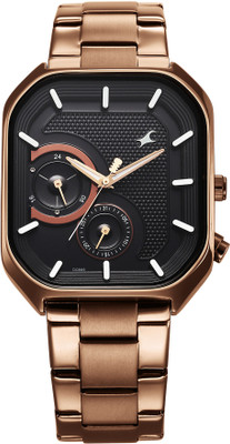 Fastrack Fastrack Groove Groove Multifunction Black Dial Metal Strap Guy's Watch with Lume indices Analog Watch  - For Men