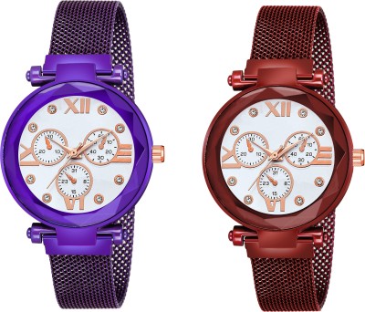 Talgo TG-Mina White Dial Purple Red maganet Analog Watch  - For Women