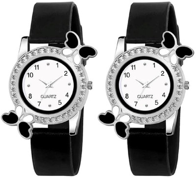 Filsfa Best Design Butterfly Combo of 2pc Premium White Dial Diamond Analog Watch Analog Watch  - For Girls