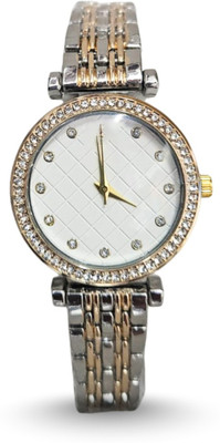 Forum Women's Rose Gold Analog Watch with Diamond Studded Bezel Elegant Women’s Silver & Gold Analog Wrist Watch with Crystal Studded Dial Analog Watch  - For Women