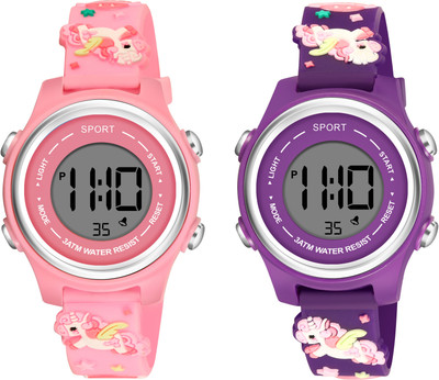 MAAN INTERNATIONAL Unicorn Pink-Purple Kids Led Digital Sports Silicone Strap Stylish and Colorful 3D Kids Watch Digital Watch  - For Boys & Girls