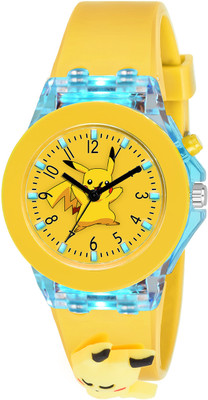 Scarter Pikachu Yellow Color 3D Character Multi-color Light For 3 To 13 Years Old Kids Analog Watch  - For Boys