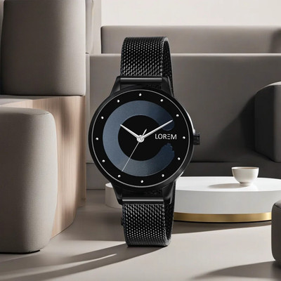 LOREM LR354 New Arrival Grey Designer Dial-Black Mesh Strap Analog Watch  - For Women