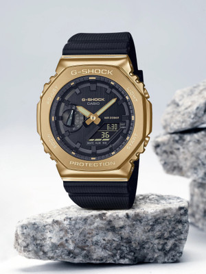CASIO GM-2100G-1A9DR G-SHOCK Gold Ip Dial Black Resin Strap Analog-Digital Watch  - For Men