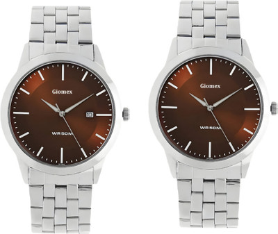 Giomex 1584SM04_1 Brown Date -Combo-1584SM04_1 Brown Plain Chain 1584SM04_1 Brown Date -Combo-1584SM04_1 Brown Plain Chain Analog Watch  - For Men & Women