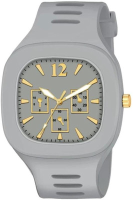 PIRASO MILLER GREY Square Chrono Stylish Latest Grey Dial & Rubber Strap Analog Watch For Men Analog Watch  - For Men