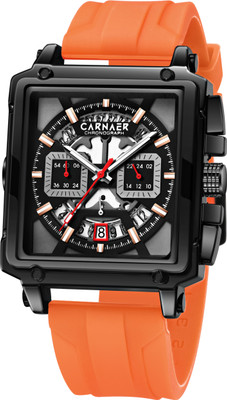 Carnaer Luminous Quartz Movement, Zinc Alloy Case Hyperion Series Square Skeleton Men’s Chronograph Analog Watch  - For Men
