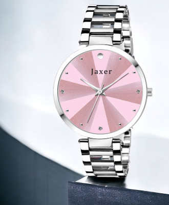 Jaxer Trendy Pink Dial Steel Chain Analog Watch  - For Women