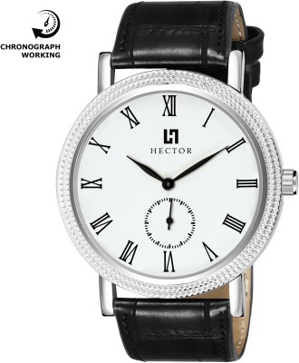 Hector HC28 Chronograph Working Men Watch With White Dial & Black Artificial Leather Strap Analog Watch  - For Men