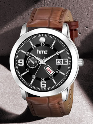 HMT DLX Black Dial Day & Date Analog Watch  - For Men