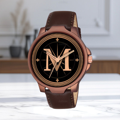 SKOAL ALPHA-M-3K-BRW-L Fancy Design Stylish ALPHABET M Dial Brown Leather Strap Men Wrist Watch Analog Watch  - For Boys