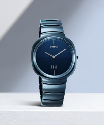 Titan Edge Ceramics Edge Squircle Quartz in Atlantic Blue with Glossy Ceramic Analog Watch  - For Men & Women