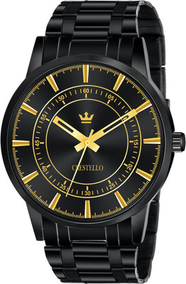 CRESTELLO CR-BLK027-BLK-CH Black Plated Metal Chain Analog Watch  - For Men