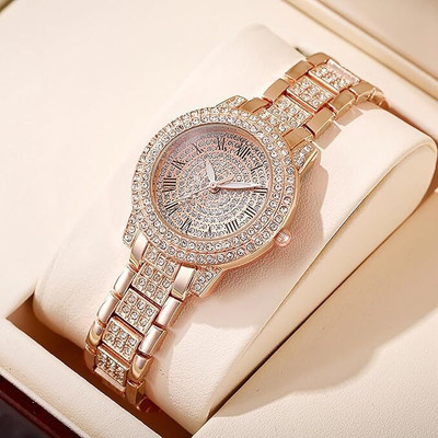 Elhify Luxury Full Diamond Quartz Watch Fashion Rhinestone This woman's quartz watch can be worn with any outfit and with any style. Analog Watch  - For Girls