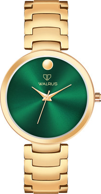 Walrus Green Dial Analog & Metal Chain Wrist Watch For Women With PUSH Button Lock ELITE-XXIII Analog Watch  - For Women