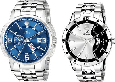 Giomex Katori Blue Chain-Combo-2252 Black Grey Chain Katori Blue Chain-Combo-2252 Black Grey Chain Analog Watch  - For Men & Women