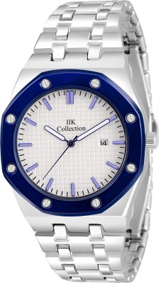 IIK Collection IIK-731M Silver Patterned Dial with Date & Silver Metallic Bracelet Matte Finish Chain Analog Watch  - For Men
