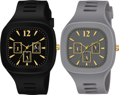 frozil Square Dial Black Grey Analog Watches Analog Watch  - For Men