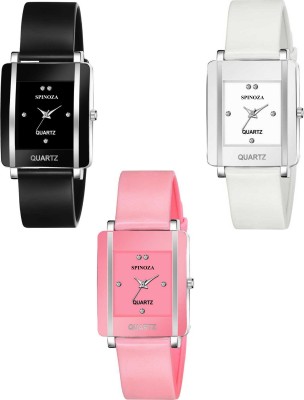SPINOZA Soft silicon strap with curved finish glass attractive Analog Watch  - For Girls